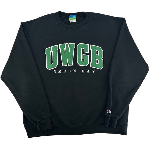 Champion Other - VTG Men's Black Green Champion UWGB UW Green Bay Phoenix Crewneck Sweatshirt XL